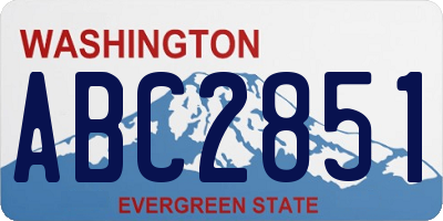 WA license plate ABC2851