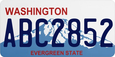 WA license plate ABC2852