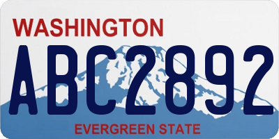 WA license plate ABC2892
