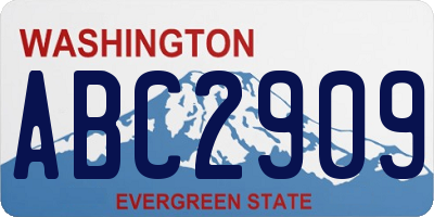 WA license plate ABC2909