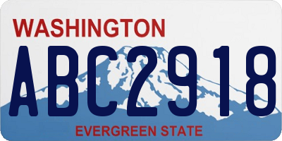 WA license plate ABC2918
