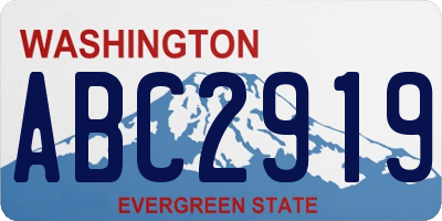 WA license plate ABC2919