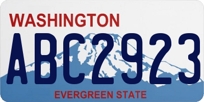 WA license plate ABC2923