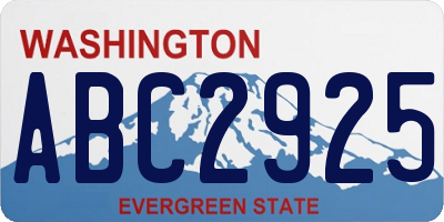 WA license plate ABC2925