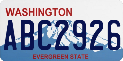 WA license plate ABC2926