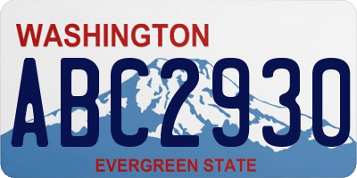 WA license plate ABC2930