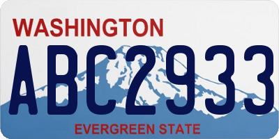 WA license plate ABC2933
