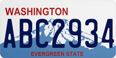 WA license plate ABC2934