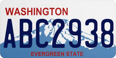 WA license plate ABC2938