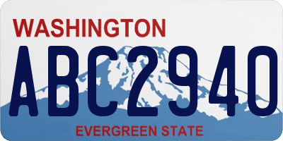 WA license plate ABC2940