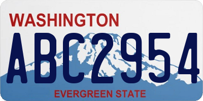 WA license plate ABC2954
