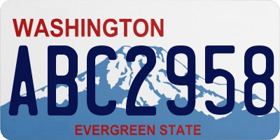 WA license plate ABC2958