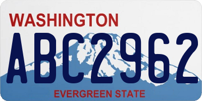 WA license plate ABC2962