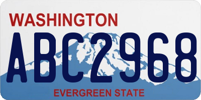 WA license plate ABC2968