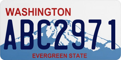 WA license plate ABC2971