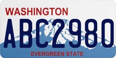 WA license plate ABC2980