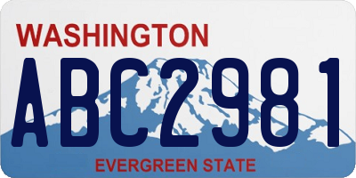 WA license plate ABC2981