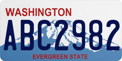 WA license plate ABC2982