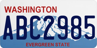 WA license plate ABC2985