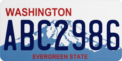 WA license plate ABC2986