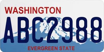 WA license plate ABC2988