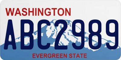 WA license plate ABC2989