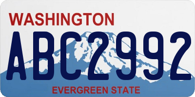 WA license plate ABC2992