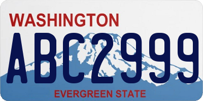 WA license plate ABC2999