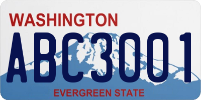 WA license plate ABC3001