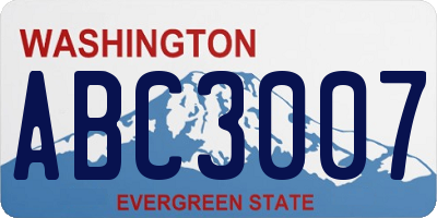 WA license plate ABC3007