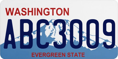 WA license plate ABC3009