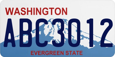 WA license plate ABC3012