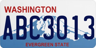 WA license plate ABC3013