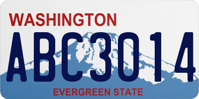 WA license plate ABC3014