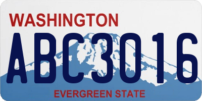 WA license plate ABC3016