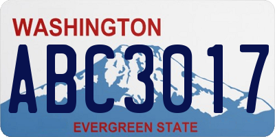 WA license plate ABC3017