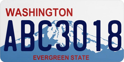 WA license plate ABC3018
