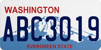 WA license plate ABC3019