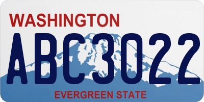 WA license plate ABC3022