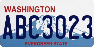 WA license plate ABC3023