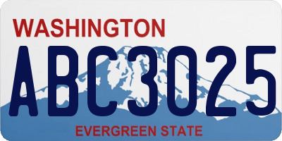 WA license plate ABC3025