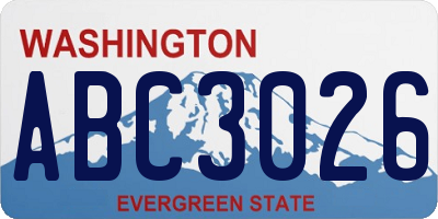 WA license plate ABC3026