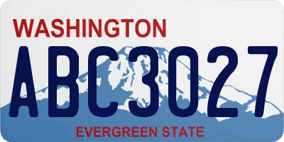 WA license plate ABC3027