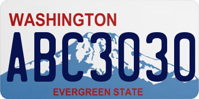 WA license plate ABC3030