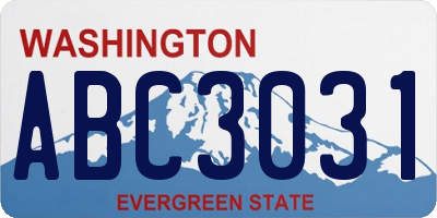 WA license plate ABC3031