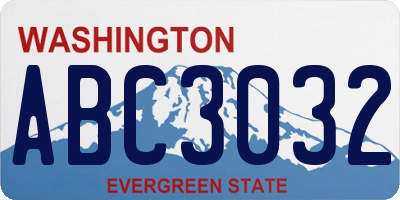 WA license plate ABC3032