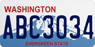 WA license plate ABC3034