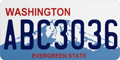 WA license plate ABC3036