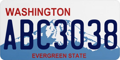 WA license plate ABC3038