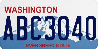 WA license plate ABC3040
